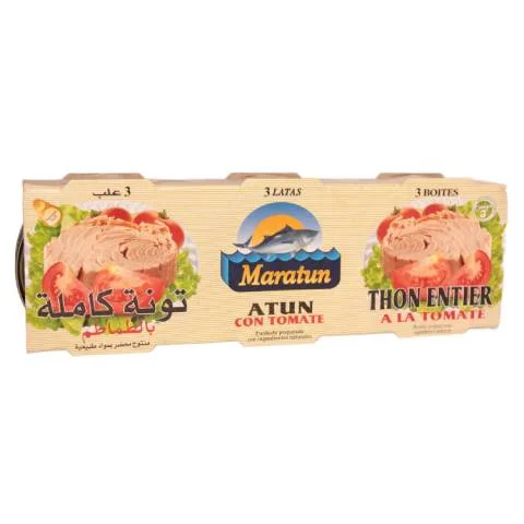 TRIPLETTE DE THON EN MORCEAUX À LA TOMATE MARATUN 195G - ​Boulangerie-Pâtisserie | Pain au Levain & Viennoiseries