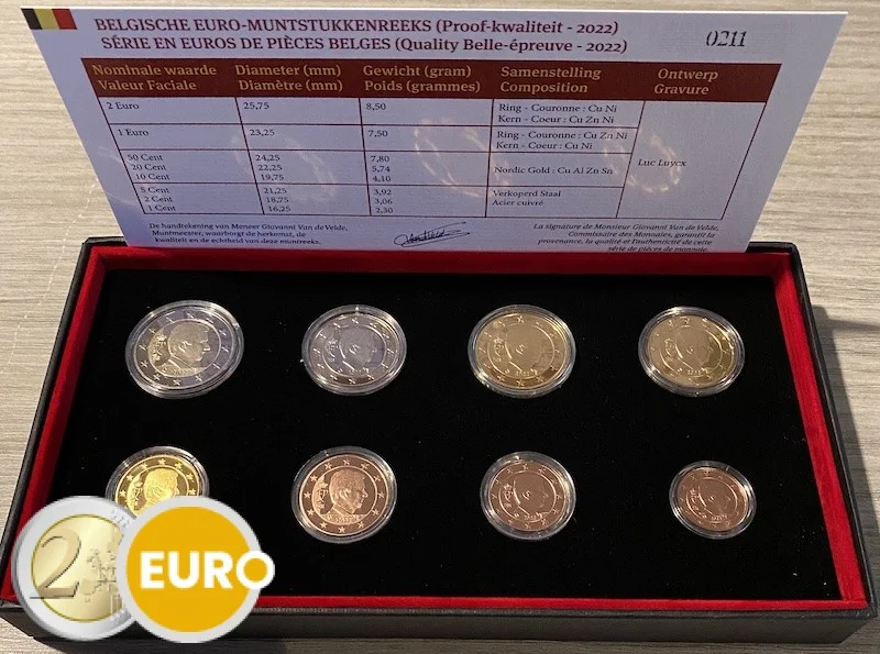Euro set BE Proof Belgie 2022 - Vins Rouges Harmonieux pour Chaque Occasion - Vins fins