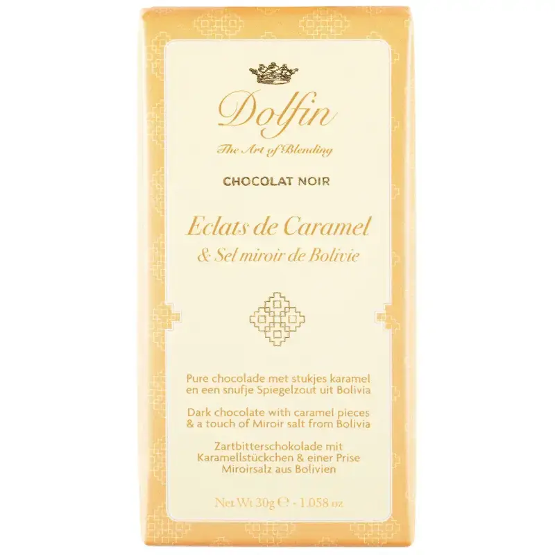 Mini Tablette Chocolat Noir Sucré Salé Dolfin Eclats caramel Bolivie Vins Rouges Harmonieux Occasion