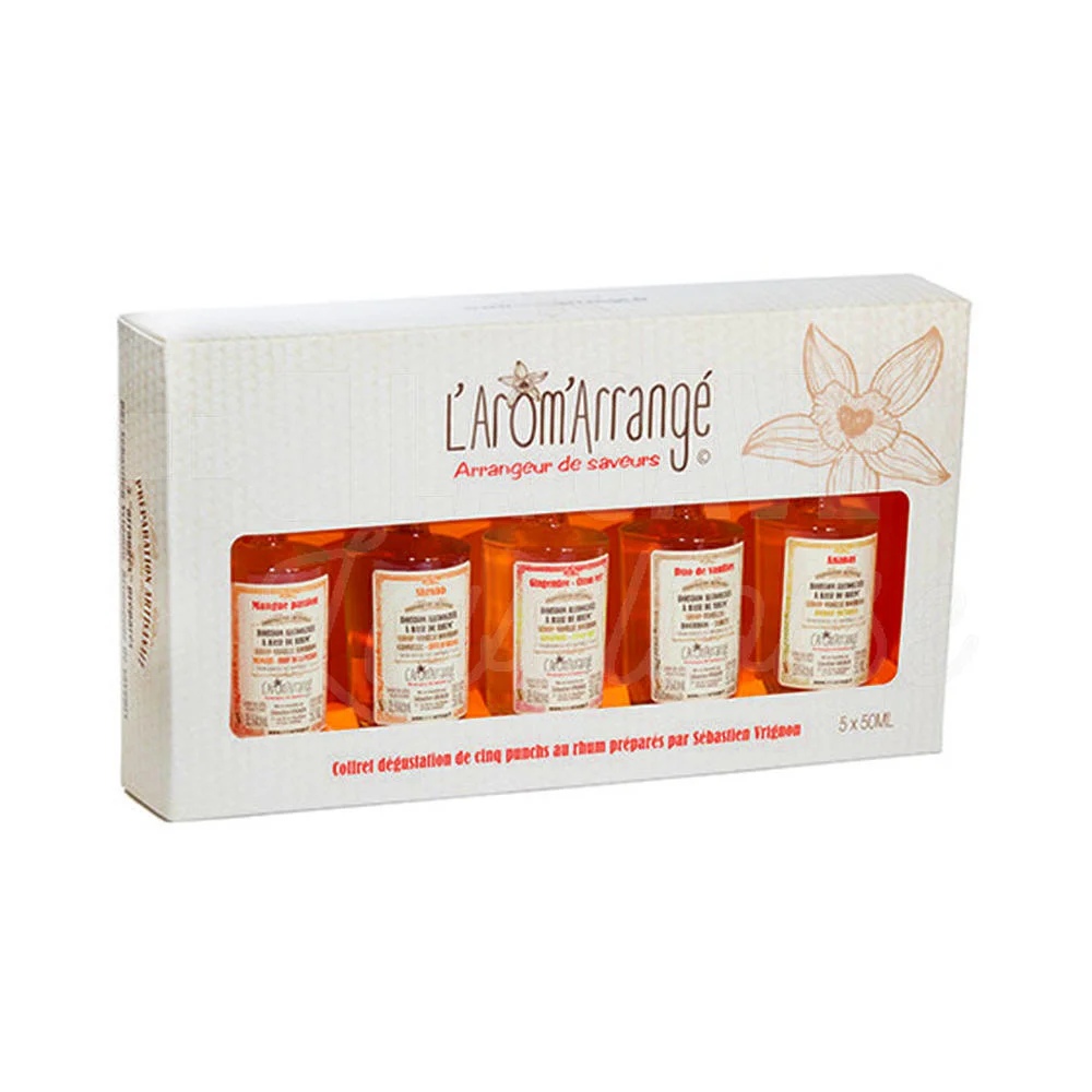 Coffret Dégustation Rhums Arrangés 28.5° – L’Arôm’Arrangé – 5x5cl - Vins Rouges Harmonieux pour Chaque Occasion Punch au Rhum artisanal Ananas - L'Arôm'Arrangé - L'Arom'Arrangé