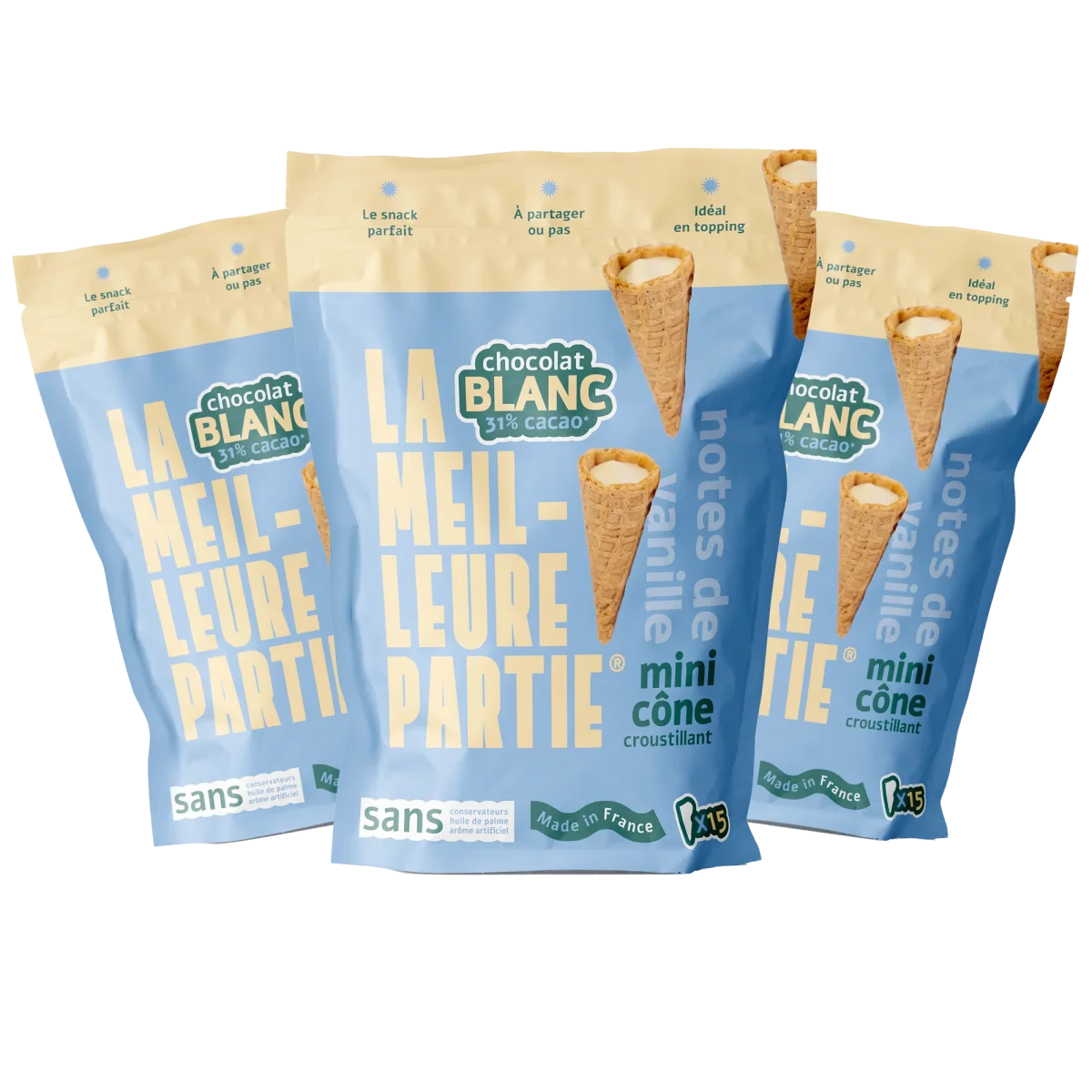 Mini Cône Chocolat Blanc 31% Lot de 3 Sachets - Saldi Straordinari – Offerte Speciali Disponibili Adesso