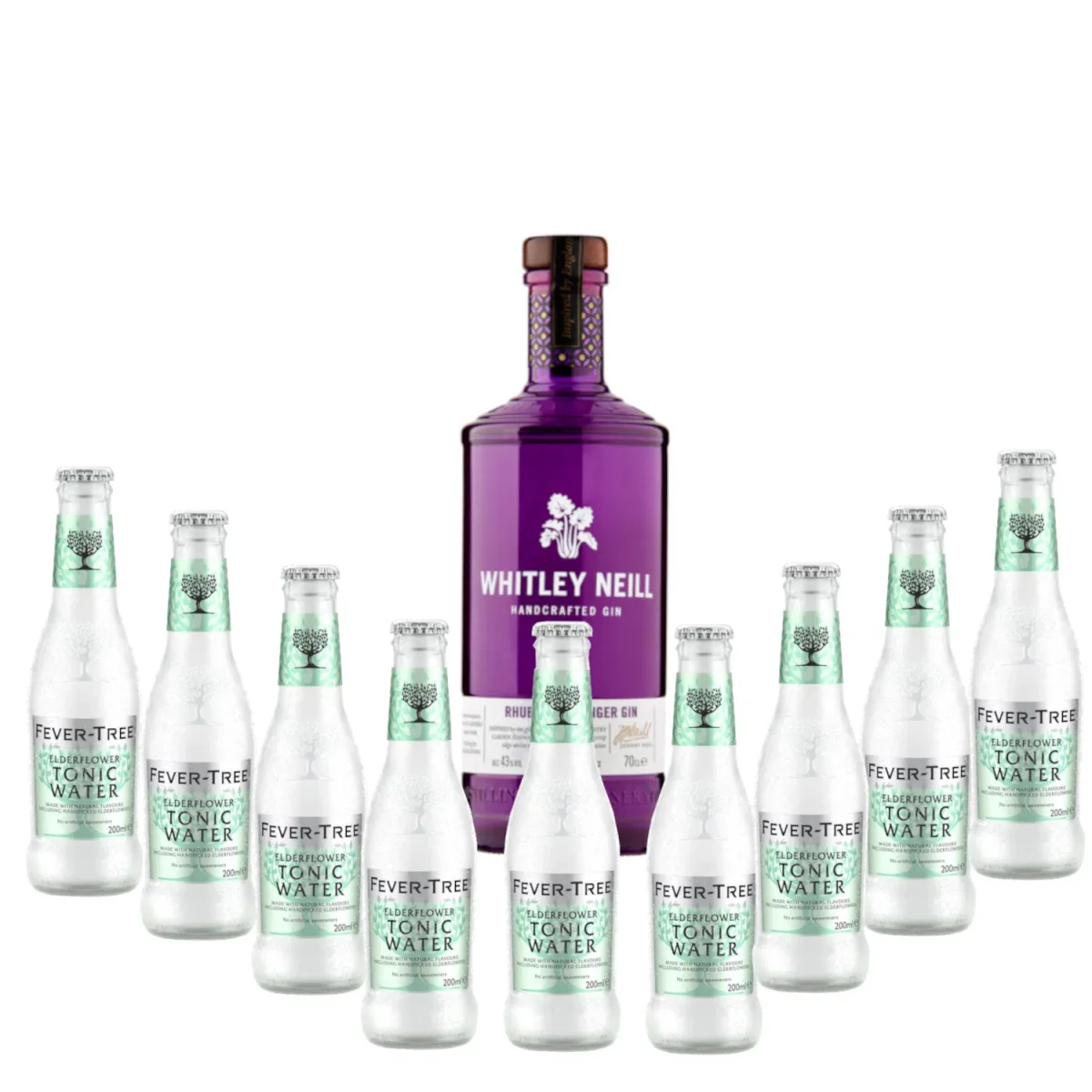 Pack gintonic -Whitley Neill – Rhubarb & Ginger – 9 tonics Fever tree elder Flower - Vins Rouges Harmonieux pour Chaque Occasion