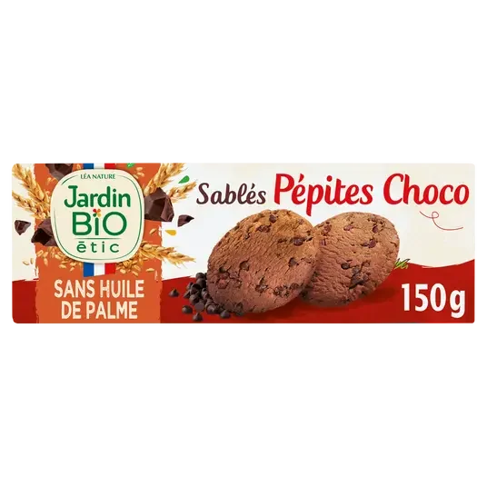 JB sablés pépites tout chocolat bio 150 g - E-shop mondial – Produits durables, modernes et accessibles partout Sablés Bio fourrés chocolat - 155g