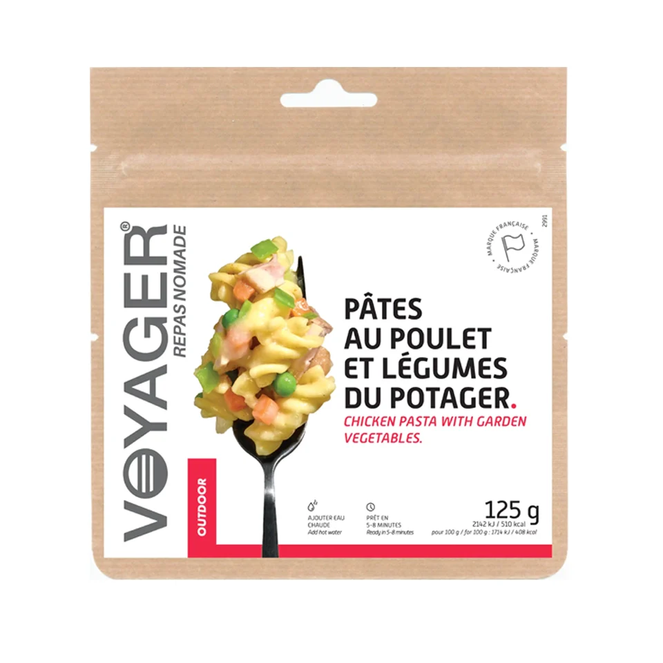 Pâtes au poulet et aux légumes du potager lyophilisées - Outdoor Sports Shop – Bons Plans Randonnée & Trekking