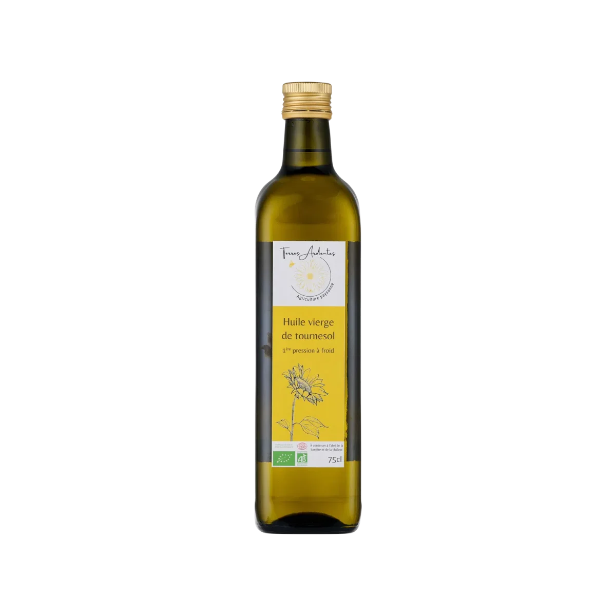 Huile de tournesol oléique Bio Terres Ardentes Tourne-Sol 75cl - Vins Rouges Harmonieux pour Chaque Occasion