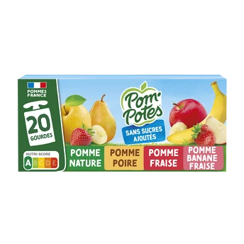 Dessert fruitier Gourdes Sans Sucres Ajoutés Pomme, Pomme Poire, PommeFraise,Pomme Banane Fraise POM'POTES, 20x90g - Saldi Straordinari – Offerte Speciali Disponibili Adesso
