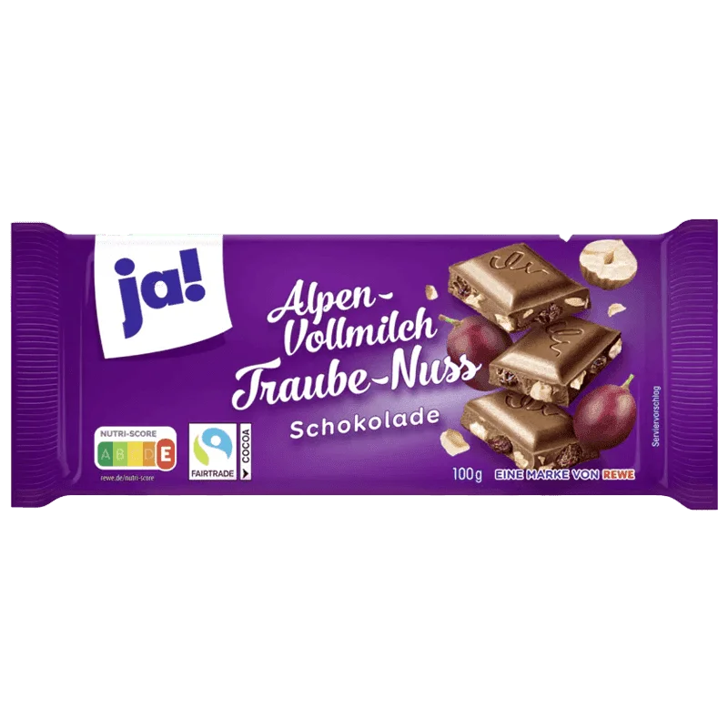 Ja! Chocolat au Lait des Alpes Raisins & Noisettes 100g - Édition Limitée – L’Art de la Table Française en Promotion !