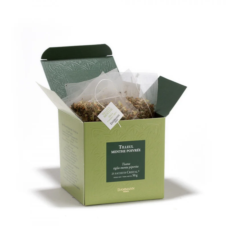 Dammann Frères sachets Cristal Tilleul Menthe poivrée 50g - Vins Rouges Harmonieux pour Chaque Occasion - {'count': 1, 'name': 'verger'}