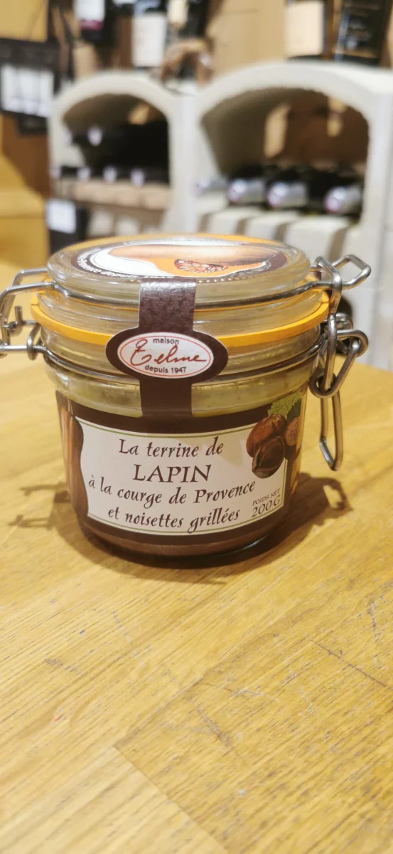Terrine Lapin courge Provence noisettes Maison Telme Vins Rouges Harmonieux Occasion